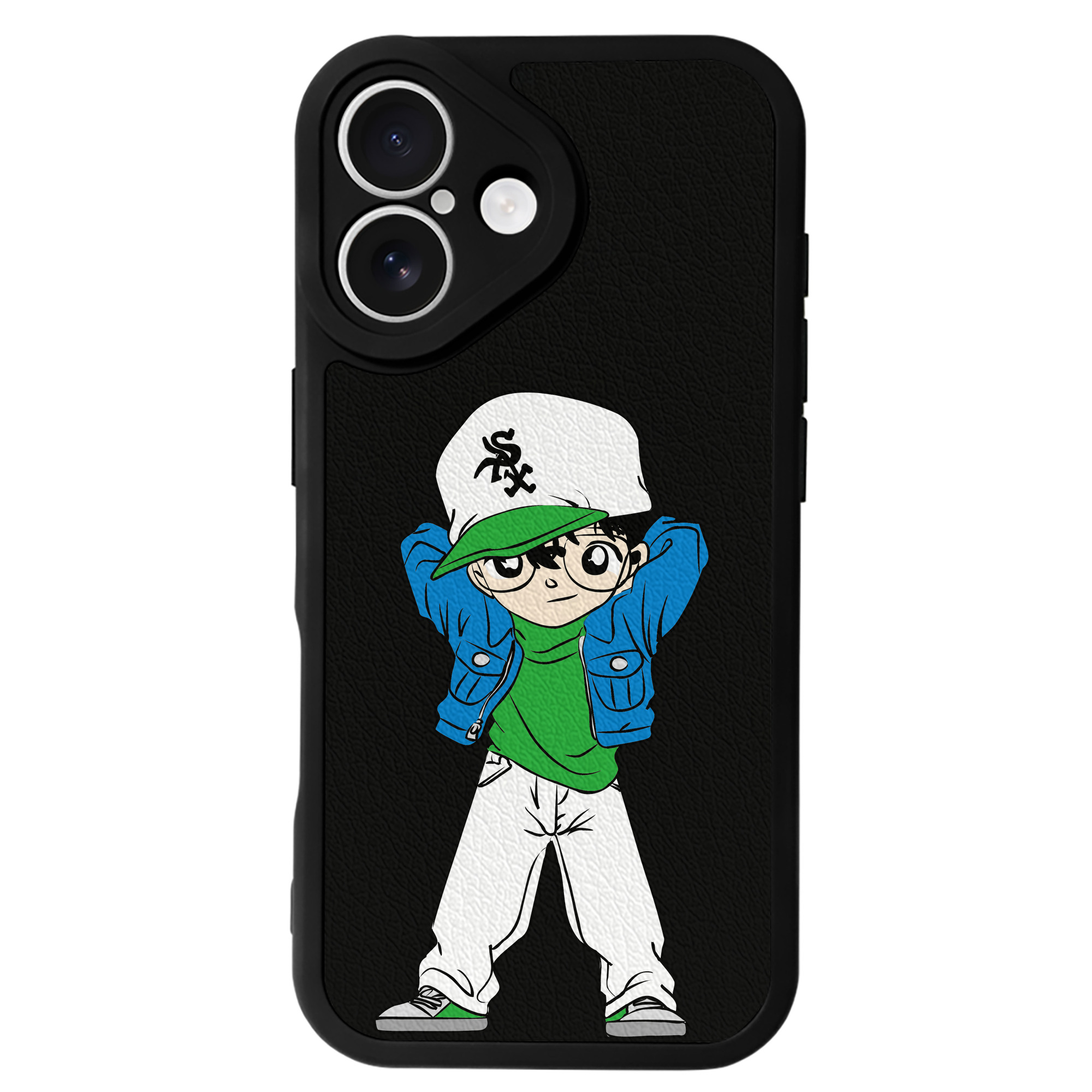 （画像用） 名探偵コナン 江戸川 コナン Detective Conan Conan Edogawa 【iPhone 16シリーズ対応】シリコンスマホケース（レザー調） 材質：シリコン